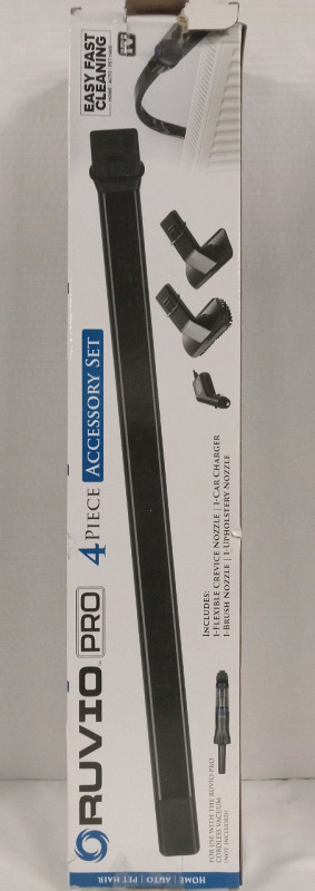 New | RUVIO Pro: Car Vaccum Add on Package | Includes Flexable Crevice Nozzle, Car Charger, Brush Nozzle and Upholstery Nozzle | For Use w/ Ruvio Pro Cordless Vaccum(Not Included)