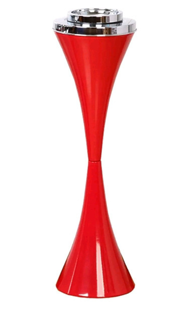 New - Floor Standing Ash Tray w/Lid Stainless Steel Contemporary Self-Cleaning Smoking Ashtray . 23.5" Tall , Indoor or Outdoor Use .
