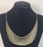 Sterling Silver Cascading Multi-Strand Chain Necklace . 925 Silver Mark on Clasp . Measures 18" long