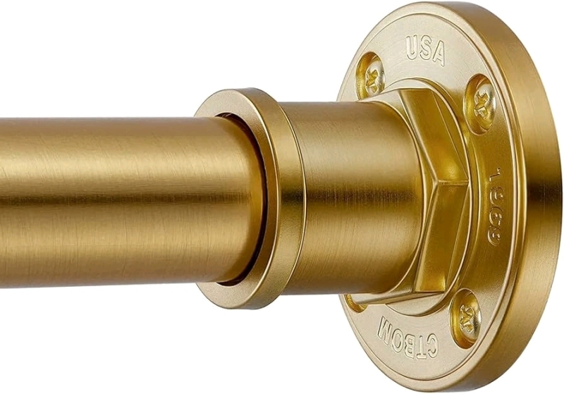 New in Box BRIOFOX 1" Diameter Gold Tension Shower Curtain Rod - 43"'- 72" Long | HK-GYF-GD-LM-43H | Retails Over $70!