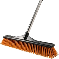 New - Xifando Heavy-Duty Push Broom Brush - 24" Wide & 65" Long Handle, Stiff Bristles .
