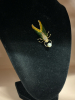 Cicada Brooch Holding Faux Pearl Rhinestones Enamel Approximately 2 x 1 Inch - 2