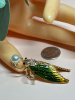 Cicada Brooch Holding Faux Pearl Rhinestones Enamel Approximately 2 x 1 Inch - 4