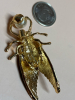 Cicada Brooch Holding Faux Pearl Rhinestones Enamel Approximately 2 x 1 Inch - 5