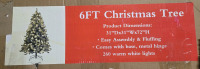 New | 6ft Tall Christmas Tree W/ Base Metal Hinge & 260 Warm Lights | Retails $75+