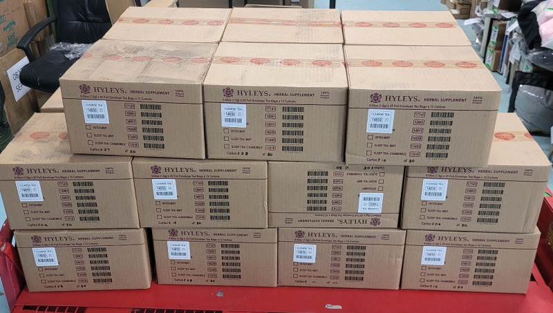 264 New Boxes of 25 (22 cases) HYLEYS Wellness Tea : Cleanse Tea Flavour Herbal Supplement Helps Promote Weight Loss - 12 Boxes per Case - 25 Foil Envelope Tea Bags per Box | Retails Value Over $2640 . Best Before 01/2024