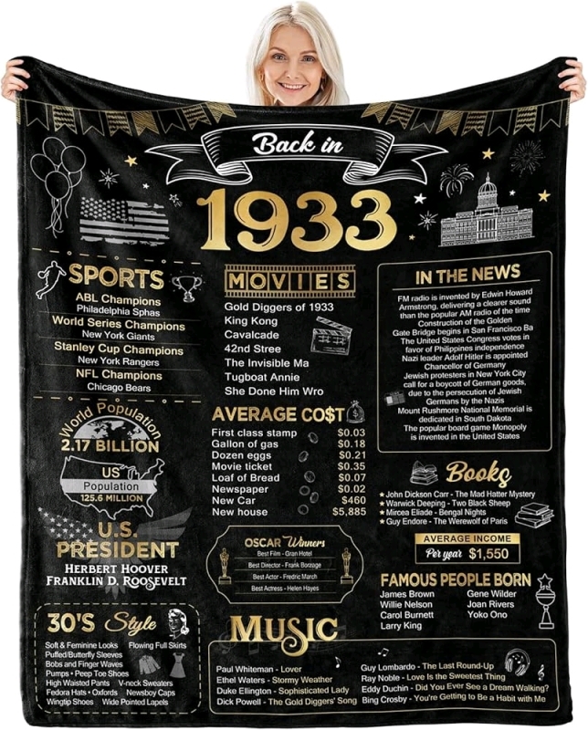New "Back in 1933" Minky Throw Blanket - 60" &times; 50"