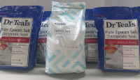 5 New Bags Of Epsom Salts | (4) 6Lb Bags of Dr Teals Pure Epsom Salt & (1) 8Lb Bag of Solimo Epsom Salt Magnesium Sulfate U.S.P