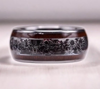 10mm Stainless Steel Gear Ring Dome Polished Sequin Inlay Size 7