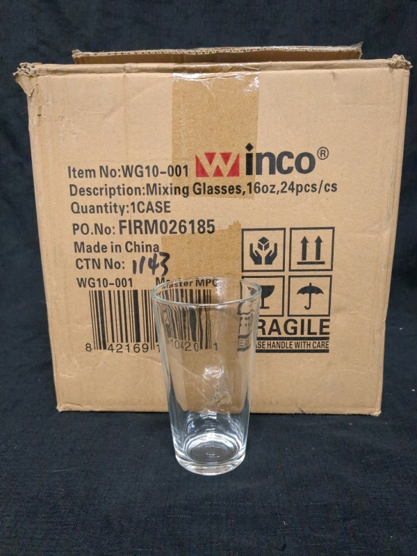 24 New In Box 16oz Winco Mixing Glasses
