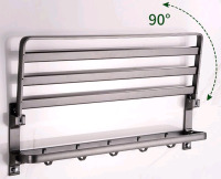 New | Bathroom 22" x 7" Towel Rack and 8" x 2" Hook Kit
