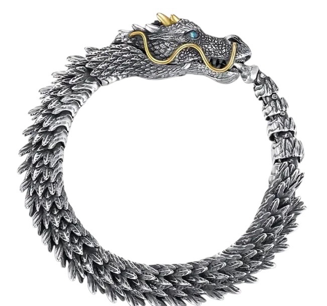 Bold Dragon Head Bracelet Design Royal Blue CX Eyes Approximately 8.5 Inch