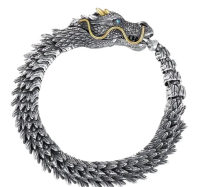 Bold Dragon Head Bracelet Design Royal Blue CX Eyes Approximately 8.5 Inch