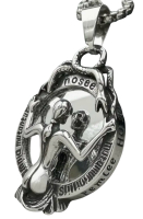 316L Stainless Steel Pendant Vintage Skeleton Design with Mirror and Candlestick Reverse Picture Approximately 22 Inch Chain Pendant approximately 2 Inch