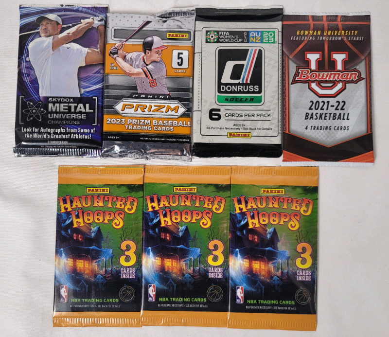 Multi-Sport Trading Card Sealed Wax Packs . Baseball , Basketball , Soccer & Multi-Sport . 7 Sealed Wax Packs