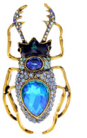 Fabulous Vintage-Inspired Rhinestone Beetle Brooch Rhinestones Enamel and Cabs<br/>Approximately 2.5 x 1.35 Inch