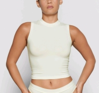 New Size SM Women's SKIMS Cotton Jersey Mock Neck Tank Top : Bone