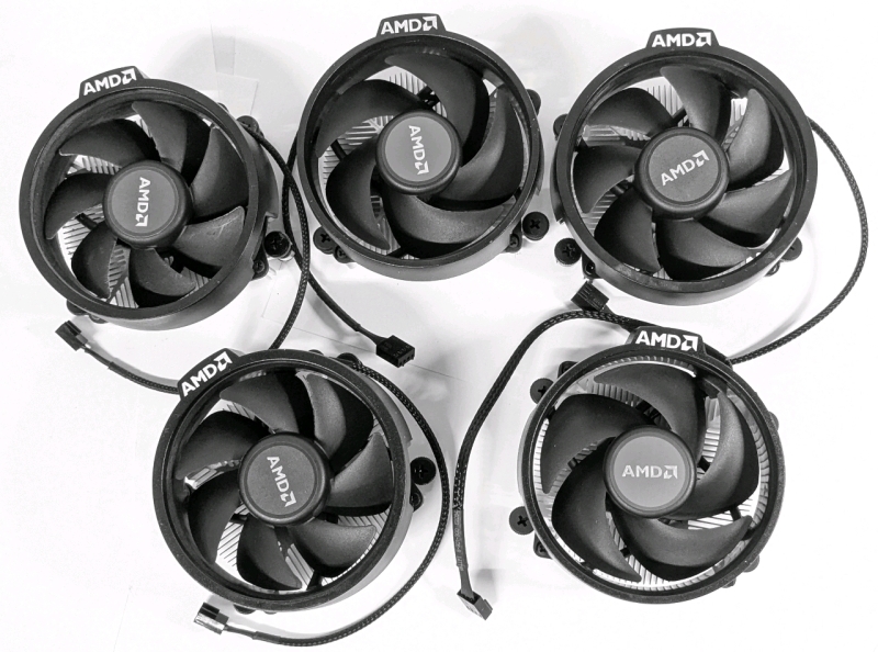 5 As-Is AMD Presumed Wraith Spire Socket AM4 4-Pin Connector CPU Cooler Aluminum Heatsink & 3.81-Inch Fans