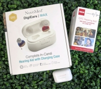 NuvoMed DigiEars Max OTC Complete Hearing Aid with Charging Case & New RCA OTC Hearing Aid Deluxe Cleaning & Care Kit