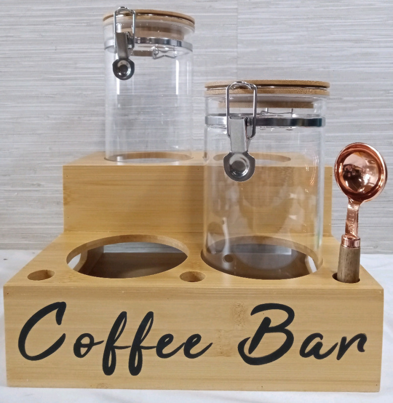 New 4 Piece Coffee Jar Set with Spoons