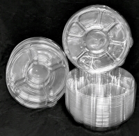 15+ New Clear Plastic Veggie / Cookie Trays with Lids and Space For Dips | 12.25" Diameter &times; 2.4" Tall