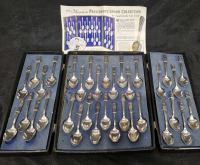 34 Vintage Presidents Spoon Collection with Case 15 x 11 x 3"