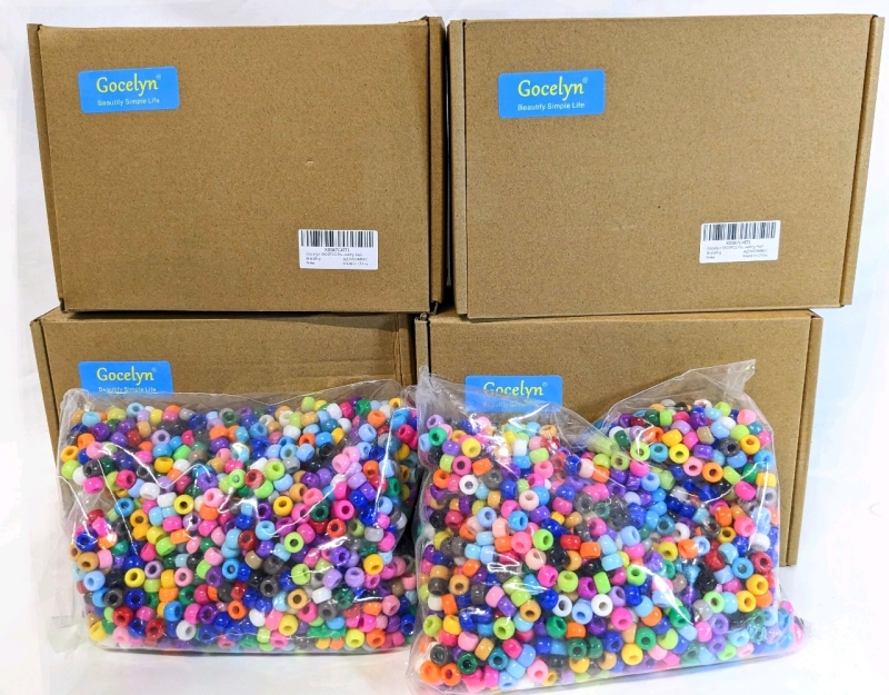 4 New Boxes GOCELYN 3500+PCS Pony Beads for Bracelet Necklace Making, Multi-Color Plastic Craft Beads Seed Beads with Big Hole for DIY Craft Kandi Jewelry Hair Braiding | Retails Over $60!