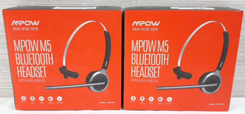 2 New Mpow M5 Bluetooth Wireless Headsets