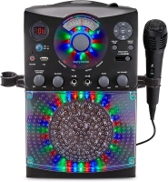 As New Singing Machine SML385UBK Bluetooth Karaoke System with LED Disco Lights, CD+G, USB, and Microphone, Black, Tested for Power, Microphone is Functional