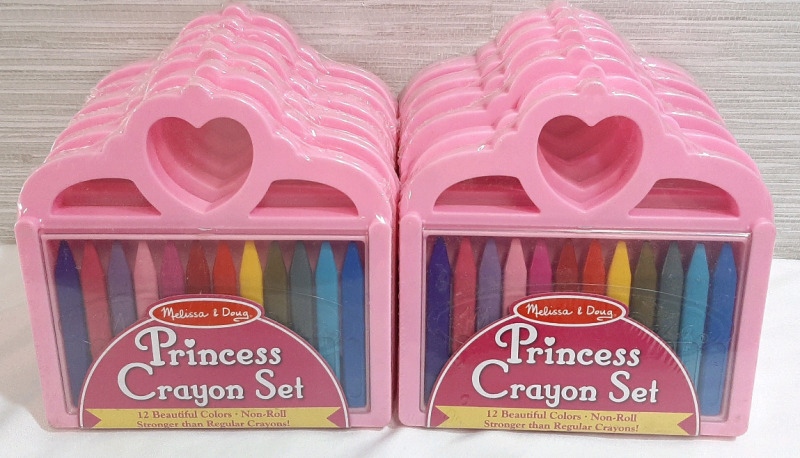 12 New Melissa and Doug Princess Crayon Sets (12 Crayons in Each Pack, 144 Crayons in Total)