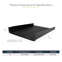 New StarTech 2U 16" Vented Universal Depth Shelf for Server Racks