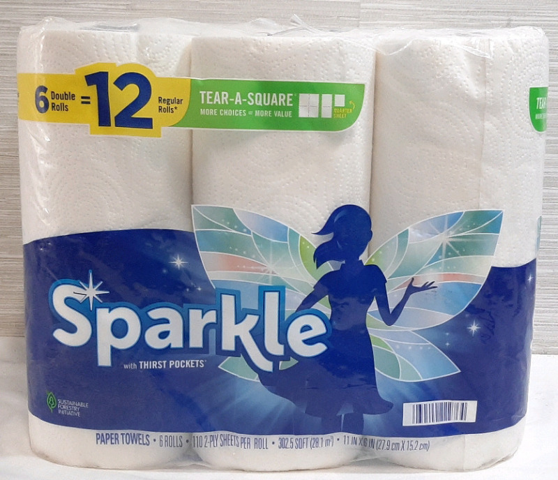 New Sparkle Paper Towels - 6 Double Rolls