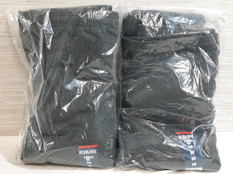 2 New Pairs of Mission Ridge Black Sweatpants, 2 M Sizes