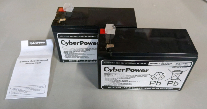 New In Box 2 CyberPower RB1290X2 UPS Replacement Battery Cartridge 12V/9Ah