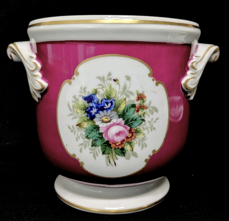 Vista Alegre Porcelain Hand Painted Jardiniere Pot Planter / Cachepot #90 Made in Portugal - 6.25" Diameter &times; 6.25" Tall