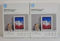 Two (2) New HP 5"&times;7" Advanced Photo Glossy Printer Paper , White . 60 Sheets per Box