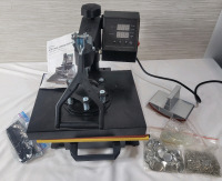 8-in-1 360 Degree Swivel Dual Display Heat Press , 10"&times;12" . Plus Button / Pin Accessories . Tested Powers Up - Heats Up - Not tested beyond power up