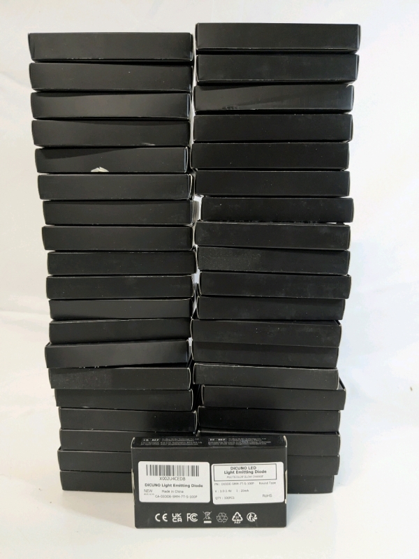 39 New DICUNO 100-Packs LED Light Emiting Diodes Multicolor Slow Change 5mm Round Type, 3.0 - 3.4V 20mA | Over $500 Retail Value!