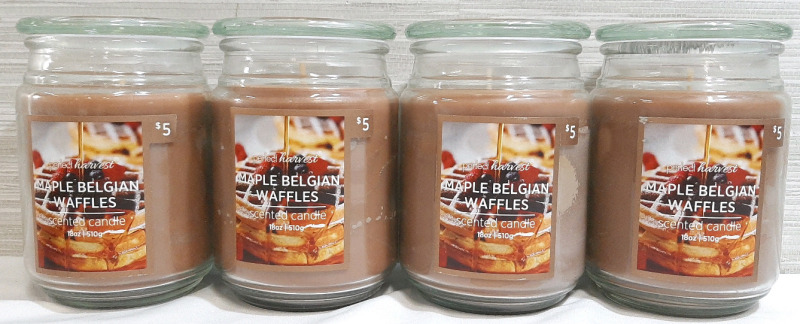 4 New in Box Period Harvest Maple Belgian Waffle Scented Candles (510g Each)