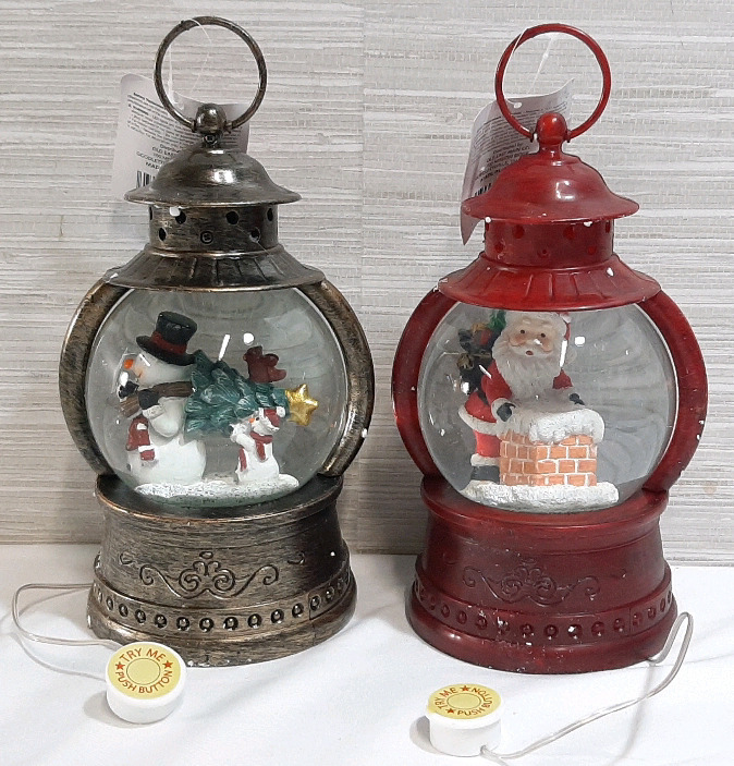 2 New in Box Holiday Themed Light-Up Water Lanterns (9&frac12;"&times;5&frac12;")