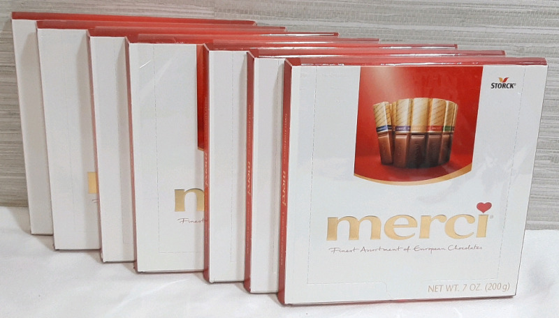 7 New Boxes of Merci European Chocolates (200g Each, Best Before April 30th, 2025)