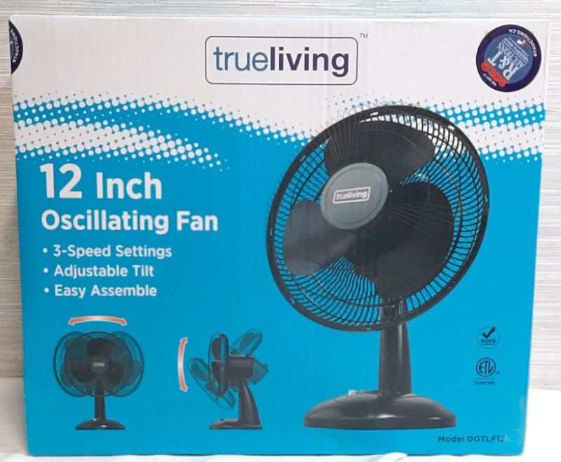 New in Box Trueliving 12 Inch Oscillating Fan