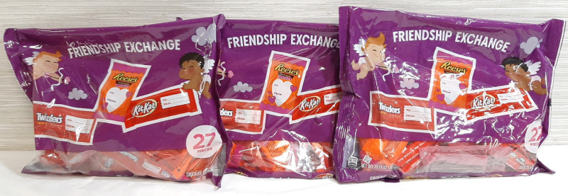 3 New Bags of "Friendship Exchange" Mini Chocolate Bar Bags, Including Reese's, KitKat & Twizzlers (287g Each, Best Before October 2025)