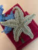 Dazzling Sparkling Starfish Brooch Shining with Light Golden Rhinestones Faux Pearls <br/>Approximately 2.75 x 2.5 Inch - 5