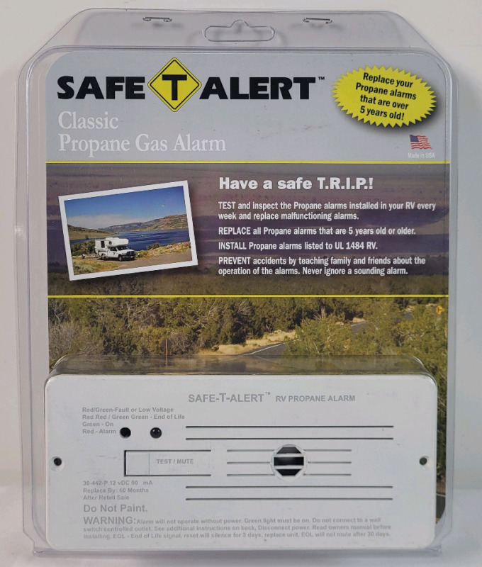 New - Safe-T-Alert RV / Motorhome Hard-Wired Propane Gas Alarm / Detector - 12V, 30 Series, White . Retail $100 . Model 30-442-P-WT