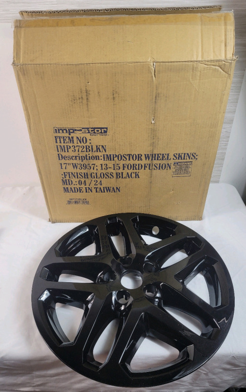 New - Coast2Coast Impostor Series 17" Impostor Wheel Skin for 2013-2015 Ford Fusion - Gloss Black . Model # IMP372BLKN - Set of 4 . Retail $200