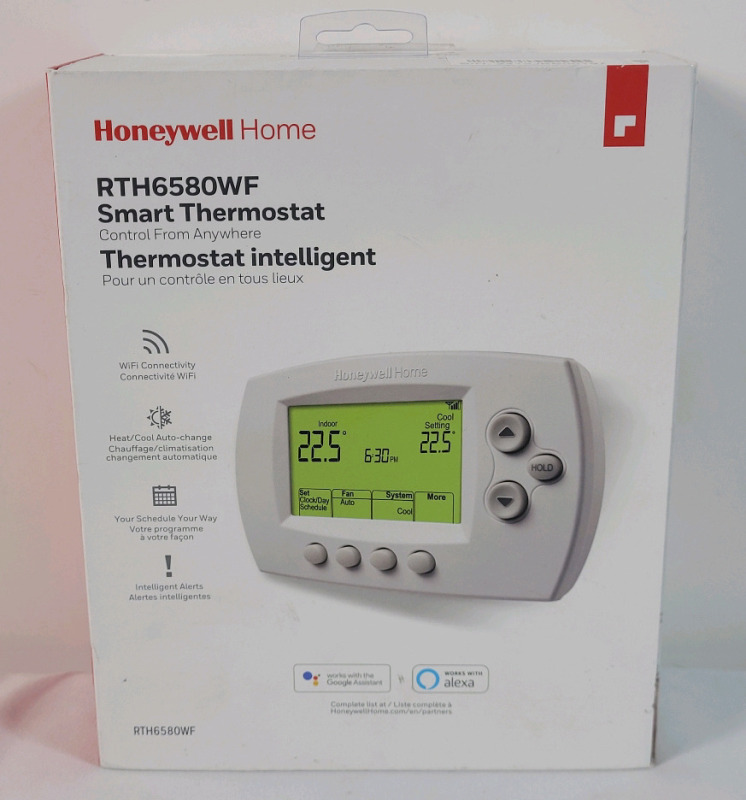 Honeywell Home Smart Thermostat , Model # RTH6580WF . Google & Alexa Compatible. Amazon Return , Open Box