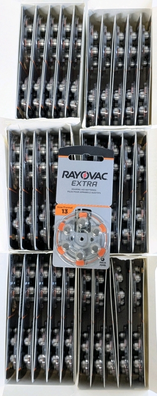 60 New Packs of 6 RAYOVAC 60x Extra Advanced Type 13 Hearing Aid Batteries - 360 Batteries Total | Over $100 Retail Value!