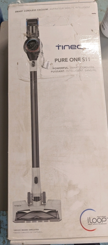 Tineco Pure One S11 Smart Cordless Vacuum In Box. Product has seen use. Power On and Charges