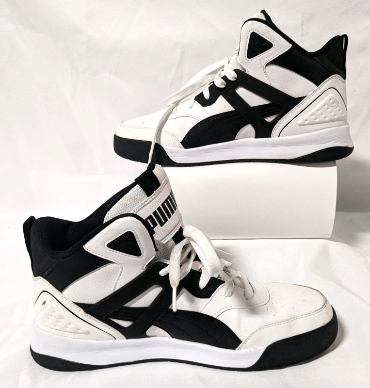 PUMA Adults Backcourt Mid: White, Black (Size: 11)